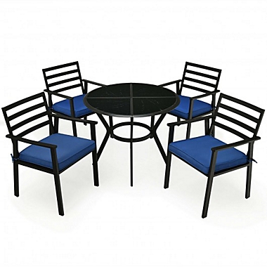 Costway-CA 5PCS Outdoor Patio Dining Chair Table Set with Cushions. View a larger version of this product image.