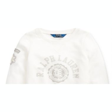 Ralph Lauren Toddler Girl's French Terry Graphic Pullover White Size 3T. View a larger version of this product image.