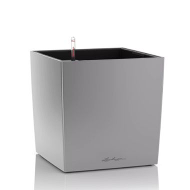Lechuza USA 12" Silver Cube Planter with Water Reservoir. View a larger version of this product image.