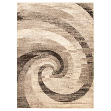 Chaudhary Living 6.5' x 9.5' Off White and Brown Distressed Abstract Rectangular Area Throw Rug. View a larger version of this product image.