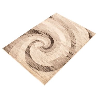 Chaudhary Living 6.5' x 9.5' Off White and Brown Distressed Abstract Rectangular Area Throw Rug. View a larger version of this product image.