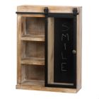 Alternate image 2 for Accent Plus Rustic Open Wall Cabinet with Chalkboard Back and Glass Barn Door
