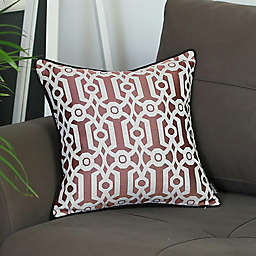 HomeRoots Dusty Red Jacquard Geo Decorative Throw Pillow Cover - 17