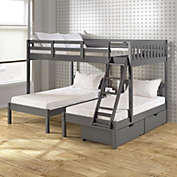 Donco Kids  Full Over Double Twin Bed Loft Bunk In Dark Grey Finish W/Dual Under Bed Drawers