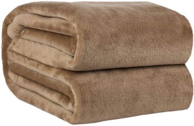 ShopBedding Beige Throw Blanket Fleece Lightweight Throw Blanket for Couch or Sofa - Solid Flannel Blanket for Travel - Taupe, 50" x 60" Soft Blanket by Blissford