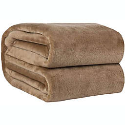 ShopBedding Beige Throw Blanket Fleece Lightweight Throw Blanket for Couch or Sofa - Solid Flannel Blanket for Travel - Taupe, 50