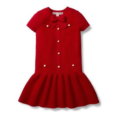 Hope & Henry Girls&#39; Milano Drop Waist Sweater Dress (Red, 18-24 Months)