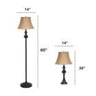 Alternate image 2 for Lalia Home Homely Traditional Valletta 3 Piece Metal Lamp Set (2 Table Lamps, 1 Floor Lamp) For Living Room, Bedroom, Home Decor With Tan Empire Fabric Shades And Restoration Bronze Finish