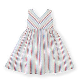 Hope & Henry Girls' Seersucker Swing Dress (Candy Stripe, 12-18 Months)