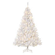 HOMCOM 6ft Tall Pre-Lit Douglas Fir Artificial Christmas Tree with Realistic Branches, 250 Warm White LED Lights and 1000 Tips, White