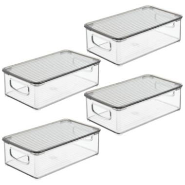 mDesign Storage Bin with Handles, Lid for Bathroom, 4 Pack. View a larger version of this product image.