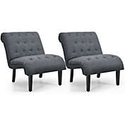 Gymax Set of 2 Armless Accent Chair Upholstered Tufted Lounge Chair