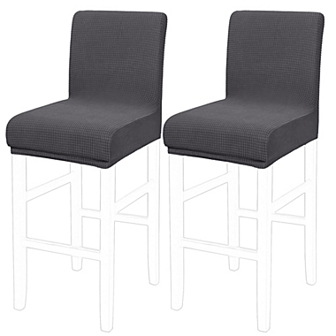 PiccoCasa Solid/Pure Stretch Bar Stool Covers, Pub Counter Height Chair Covers Counter Height Chairs Covers for Short Back Chair, Gray, 2 Pieces. View a larger version of this product image.