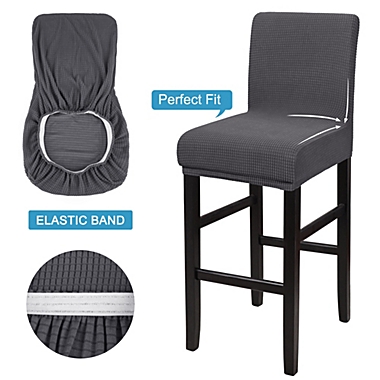 PiccoCasa Solid/Pure Stretch Bar Stool Covers, Pub Counter Height Chair Covers Counter Height Chairs Covers for Short Back Chair, Gray, 2 Pieces. View a larger version of this product image.