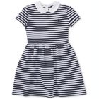 Alternate image 0 for Ralph Lauren Girl's Stripe Collar Structured Short Sleeve A Line Dress Blue Size Large