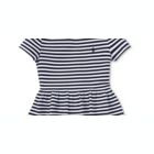 Alternate image 1 for Ralph Lauren Girl's Stripe Collar Structured Short Sleeve A Line Dress Blue Size Large