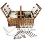 Alternate image 0 for Juvale 4 Person Wicker Picnic Basket Set with Utensils, Glasses, and Insulated Cooler Bag, Outdoor Tableware for Family Gatherings