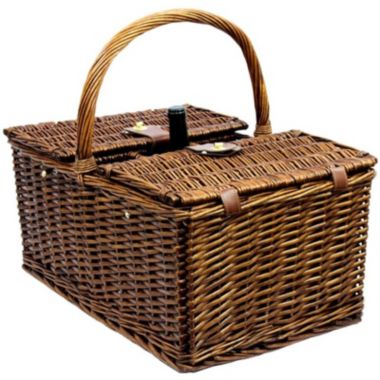 Juvale 4 Person Wicker Picnic Basket Set with Utensils, Glasses, and Insulated Cooler Bag, Outdoor Tableware for Family Gatherings. View a larger version of this product image.
