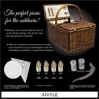 Alternate image 3 for Juvale 4 Person Wicker Picnic Basket Set with Utensils, Glasses, and Insulated Cooler Bag, Outdoor Tableware for Family Gatherings