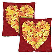 Toland Home Garden Set of 2 Leaf Heart Outdoor Patio Throw Pillow Covers 18"