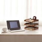 Alternate image 2 for Elegant Designs Home Office Wood Desk Organizer Mail Letter Tray with 3 Shelves, Natural Wood