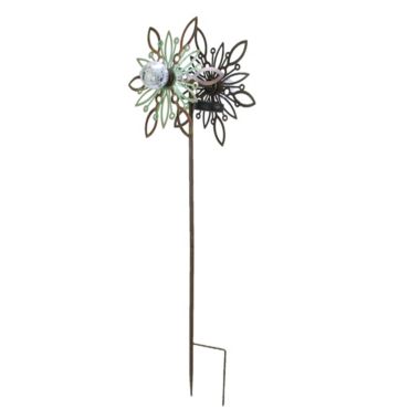 Things2Die4 36 Inch Metal Solar LED Kinetic Wind Spinner Outdoor Garden Yard Art Flower. View a larger version of this product image.