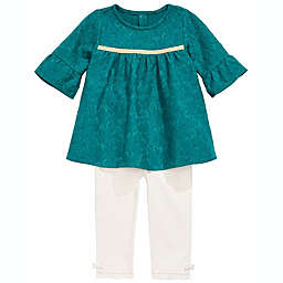 First Impressions Baby Girl's 2 Pc Lace Tunic & Ruffle Leggings Set Green Size 24MOST