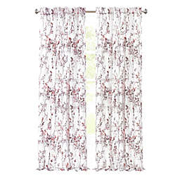 Kate Aurora 2 Piece Shabby Chic Cherry Blossom Designed Airy Sheer Rod Pocket & Back Tab Curtain Panels - 84 in. Long - Blush