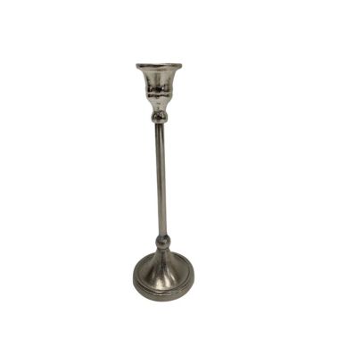 BIDK Home 10" Silver Contemporary Candlestick Holder Tabletop Decor - Medium. View a larger version of this product image.