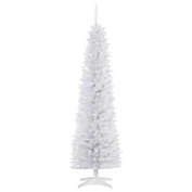 HOMCOM 6ft Tall Slim Noble Fir Unlit Artificial Christmas Tree with Realistic Branches and 390 Tips, White