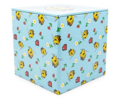 Minecraft Bee Pattern 4-Inch Tin Storage Box Cube Organizer with Lid   Basket Container, Cubby Cube Closet Organizer, Home Decor Playroom Accessories   Video Game Toys, Gifts And Collectibles