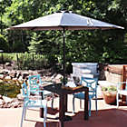 Alternate image 1 for Sunnydaze Outdoor Steel Cantilever Offset Patio Umbrella with Solar LED Lights, Crank, and Push Button Tilt - 9&#39; - Gray