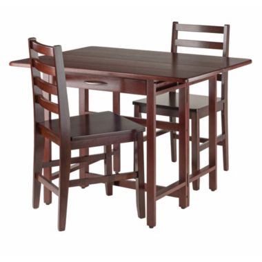 Taylor 3-Pc Drop Leaf Table with Ladder-back Chairs, Walnut. View a larger version of this product image.