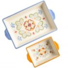 Alternate image 1 for Laurie Gates Tierra Hand Painted 2 Piece 3.9 Qt and 1.6 Qt Rectangular Bakeware Set