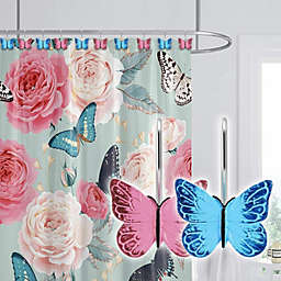 AGPtek 12-Pieces Butterfly Shower Curtain Resin Hooks