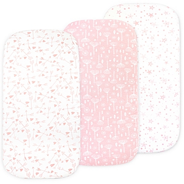 Bublo Baby Bassinet Sheet Set for Boy and Girl, 3 Pack, Universal Fitted for Oval, Hourglass & Rectangle Bassinet Mattress, Fitted Sheets Size 32 x 16 x 4 Inches. View a larger version of this product image.