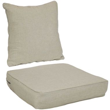 Sunnydaze Indoor/Outdoor Olefin Replacement Deep Back and Seat Cushion Set for Patio Chair - Beige - 2pc. View a larger version of this product image.