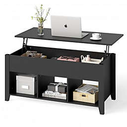 Costway Lift Top Coffee Table with Storage Lower Shelf-Black