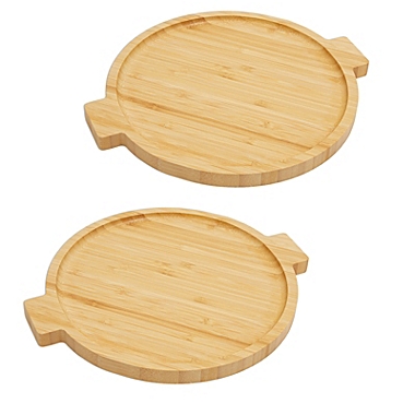Juvale Round Bamboo Serving Trays with Handles for Charcuterie (11 x 9.5 In, 2 Pack). View a larger version of this product image.