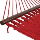 Alternate image 2 for Sunnydaze Outdoor 2-Person Double Polyester Rope Hammock with Wood Spreader Bar and 15ft Black Steel Stand - Red