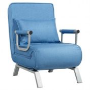 Costway Folding 5 Position Convertible Sleeper Bed Armchair Lounge Couch with Pillow-Blue