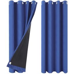 PiccoCasa 100% Blackout Curtains 2 Panels for Bedroom with Black Liner, Double Layer Full Room Darkening and Waterproof Grommet Thermal Insulated Living Room Curtains 52