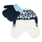 Alternate image 0 for Fab Toddler Boy's 2 Pc Fair Isle Trapper Hat & Colorblocked Mittens Set Blue One Size