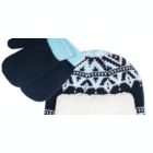 Alternate image 1 for Fab Toddler Boy's 2 Pc Fair Isle Trapper Hat & Colorblocked Mittens Set Blue One Size