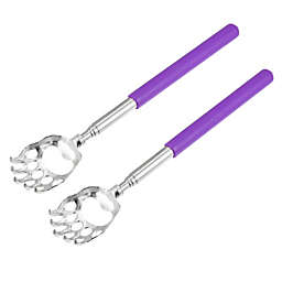 Unique Bargains 2 Pieces Extendable Bear Claw, Stainless Steel Back Scratcher for Men and Women, Purple