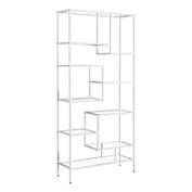 Monarch Specialties I 7159 Bookcase - 72&quot;H / White Metal With Tempered Glass