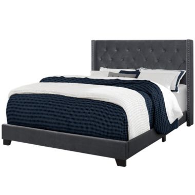 Contemporary Home Living 87.50" Charcoal Gray Contemporary Style Rectangular Bed Frame - Queen Size. View a larger version of this product image.