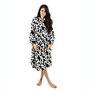 Leveret Women&#39;s Fleece Robe Cow Black