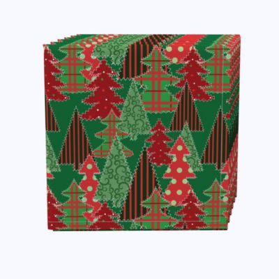 Fabric Textile Products, Inc. Napkin Set, 100% Polyester, Set of 4, 18x18", Christmas Tree Patchwork