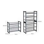 Alternate image 1 for SONGMICS 6-Tier Shoe Rack Storage, 3-Tier Shoe Racks for Closet, Set of 2, Metal Mesh, Flat or Angled Stackable Shoe Shelf Stand for 18 to 24 Pairs of Shoes, Cool Gray